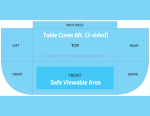 6ft Custom(Logo) Table Cover 3 sided (Open Back)