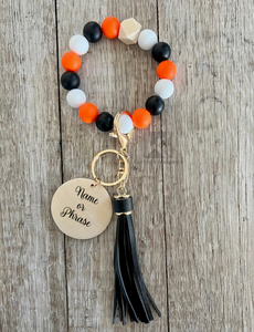 Orange Black and White Wristlet